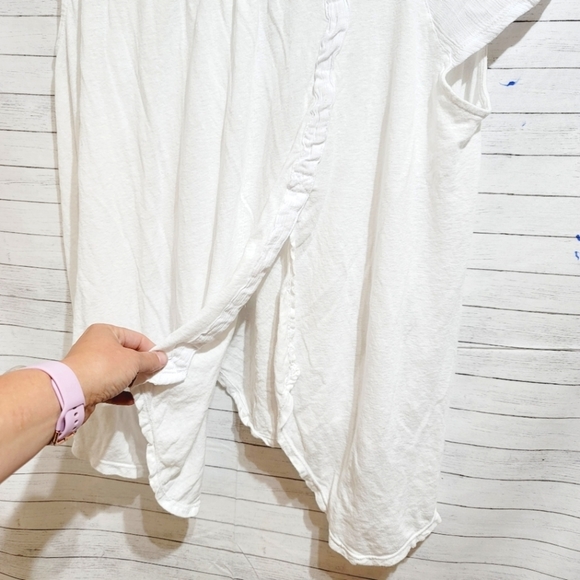 Free People White Keep It Casual Linen Blend Oversized T-Shirt, sz XS - Picture 11 of 12